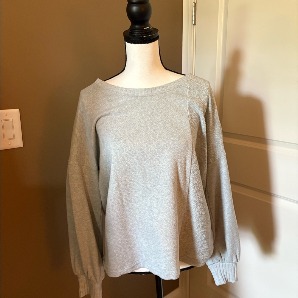 Wind Down Top CAbi Light Gray Relaxed Sweater